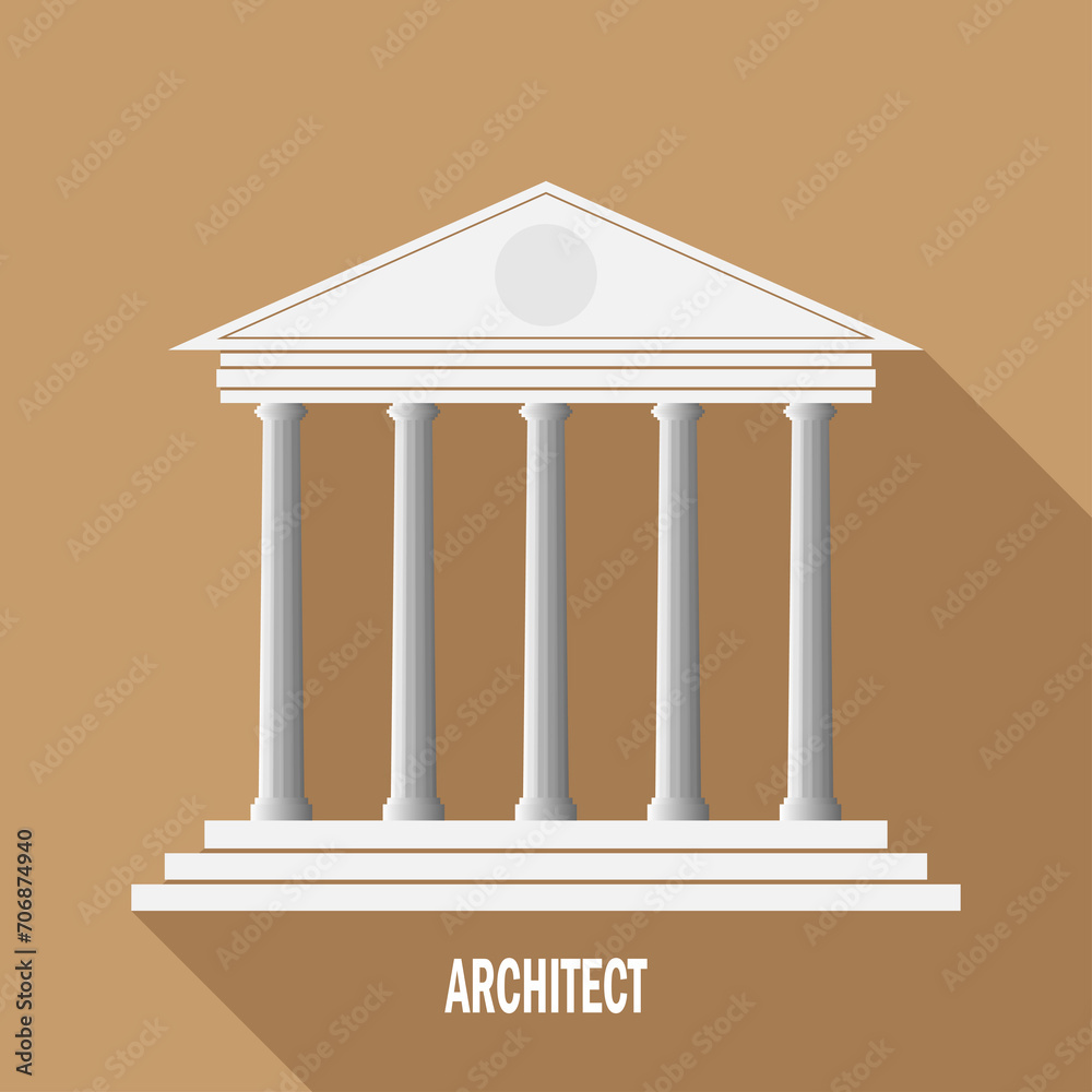 Architecture greek building symbol. ancient monument icon. University Icon. Bank Icon.