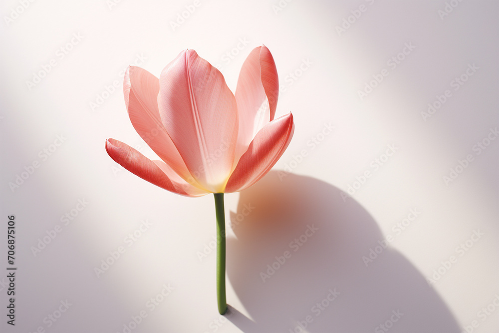 pink tulip on a white background