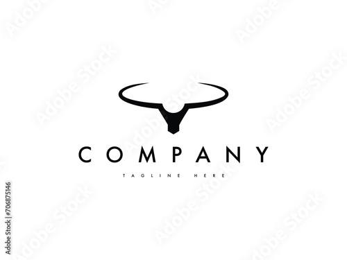 abstract minimal bull cow head logo design