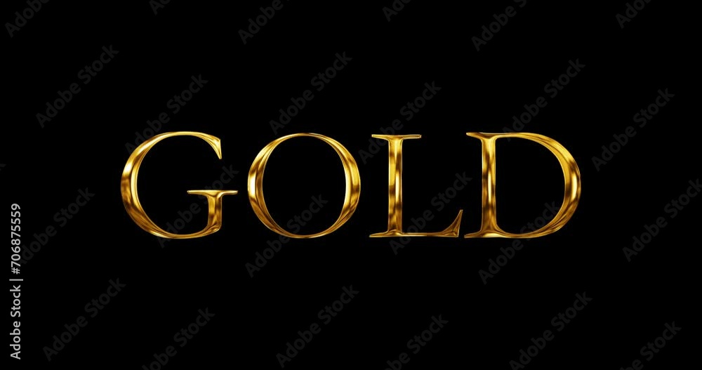 
Cinematic title opener intro outro GOLD text typographic lettering animation in 4K.Glowing glittering illuminating gold metallic luxury ornament text overlay effect in black minimalistic simplicity.

