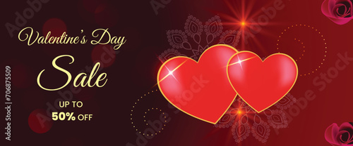 Valentine’s Day love hearts social media post with stylish banner or greeting card gift box design