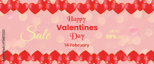 Valentine’s Day love hearts social media post with stylish banner or greeting card gift box design