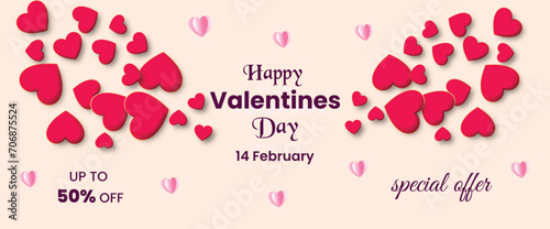 Valentine’s Day love hearts social media post with stylish banner or greeting card gift box design