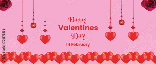 Valentine’s Day love hearts social media post with stylish banner or greeting card gift box design
