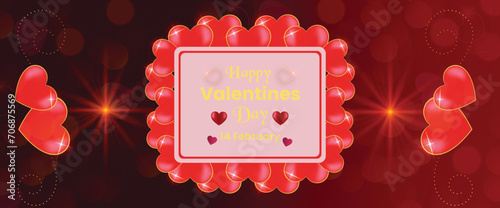 Valentine’s Day love hearts social media post with stylish banner or greeting card gift box design