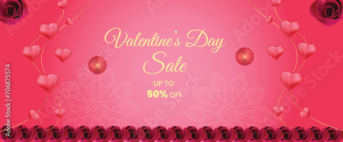 Valentine’s Day love hearts social media post with stylish banner or greeting card gift box design