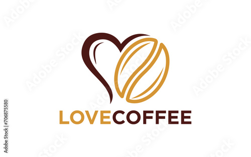 love coffee beans heart logo design. Branding for cafes, cofeeshop, restaurants, beverages, eatery, products, etc. Isolated logo vector inspiration. Graphic designs.
