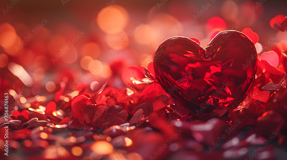 A passionate symbol of love shines brightly on valentine's day, encompassed by a sea of tiny crimson hearts A passionate symbol of love shines brightly on valentine's day, encompassed by a sea of tiny crimson hearts