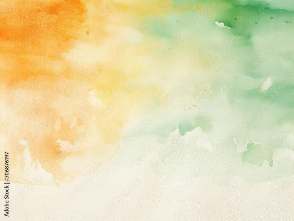 Colorful Watercolor Painting With Green, Yellow, and Orange Shades
