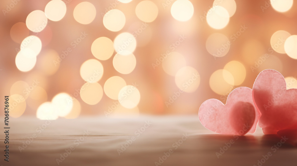 Backdrop with cream bokeh for Valentines Day. Background