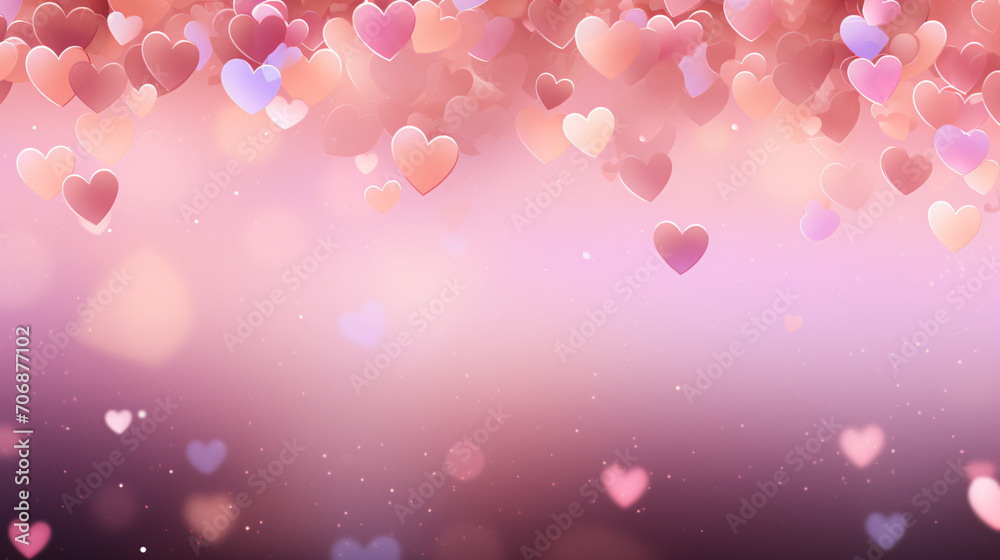 Background of pink and glitter hearts Valentines Day