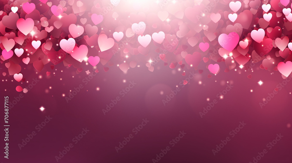 Background of pink and glitter hearts Valentines Day
