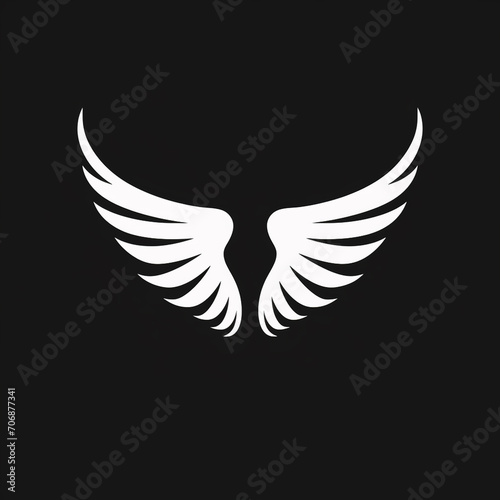 logo mark sports wings minimalist black, white background , Generate AI.  © Salis