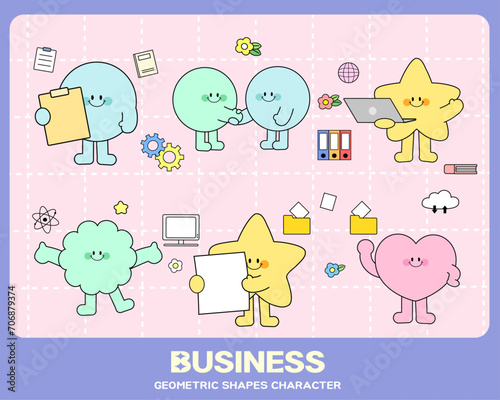 Geometric characters drawn on the theme of business