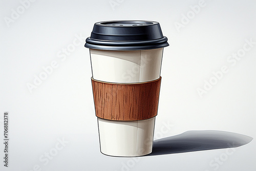 Minimalist drawing of a coffee cup on a desk, symbolizing work routine.