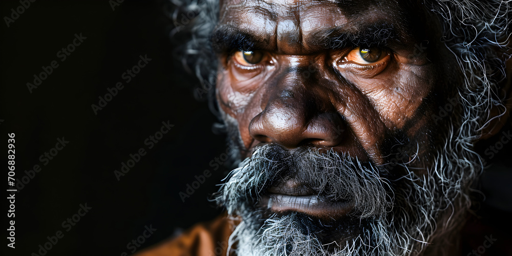 studio portrait of an Aboriginal man - obrazy, fototapety, plakaty 