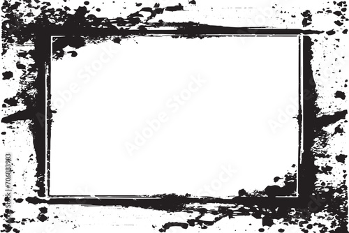 black traced grunge frame on white background, vector illustration background texture