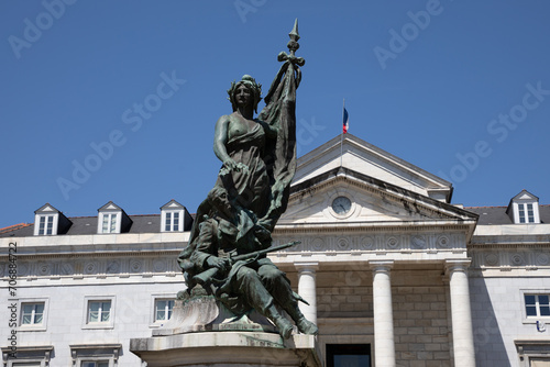 judicial court outside facade statue in city of Pau department of Pyrenees Atlantiques France