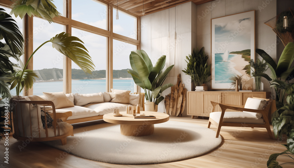 Modern living room with a window view,AI generated. Modern living room with a window view,AI generated.