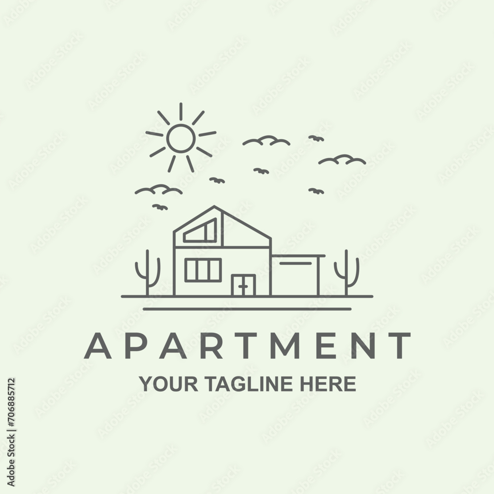 modern apartment line art illustration minimalist home creative
