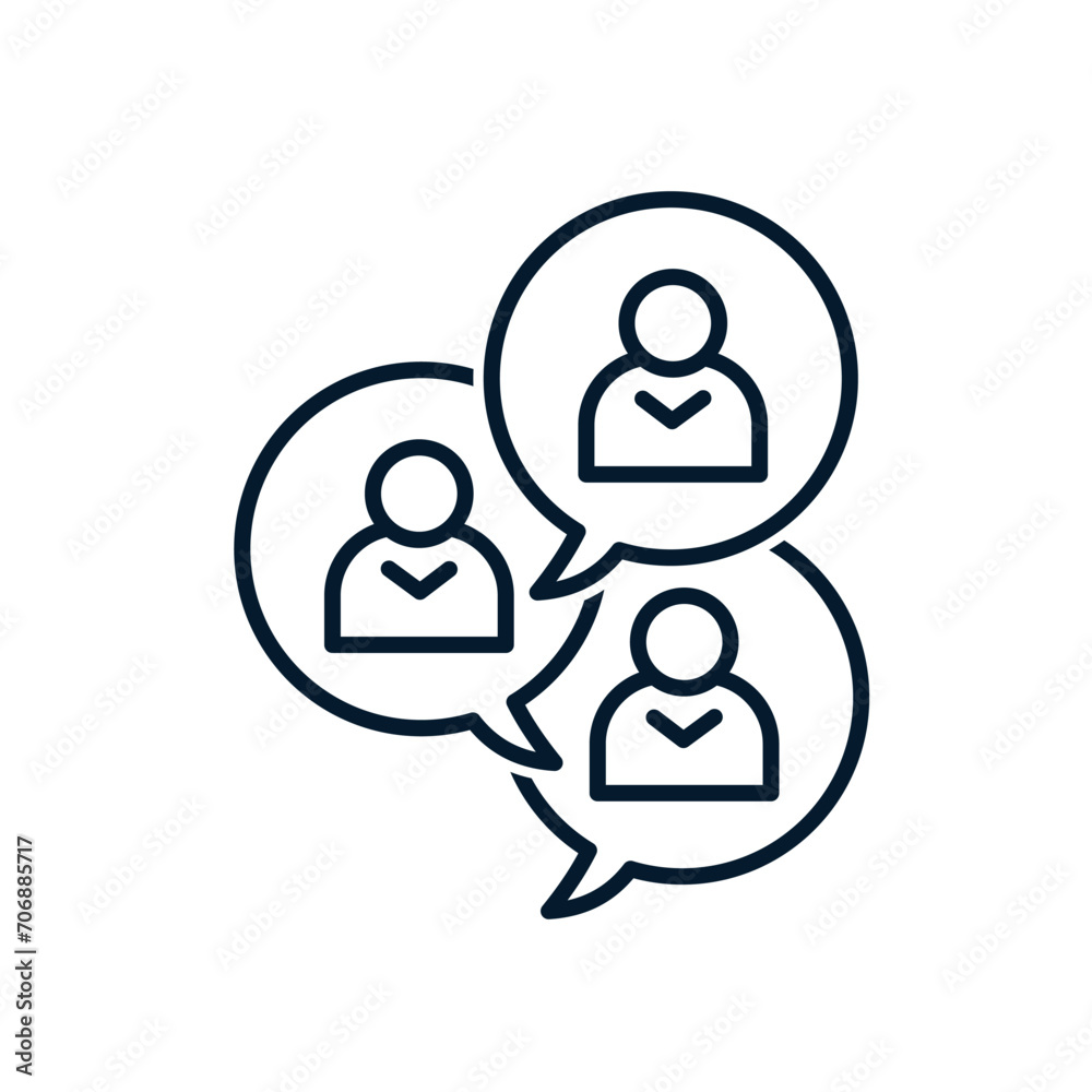Concept of online communication, business chat, target audience. Vector linear icon isolated on white background. Concept of online communication, business chat, target audience. Vector linear icon isolated on white background.