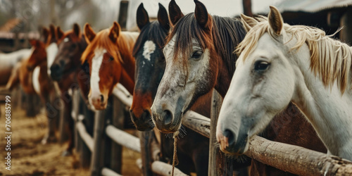 A group of horses standing next to each other. Suitable for various equestrian or countryside themes © Fotograf