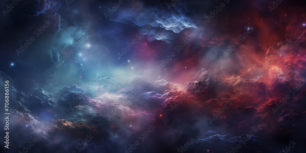 Nebula and galaxies in space. Abstract cosmos background