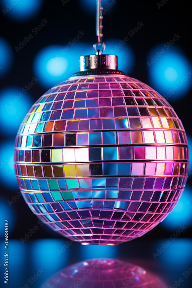 Obraz premium Simplistic, linear depiction of a 1970s disco ball.