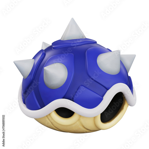 Turtle shell 3D illustration, video game enemy
