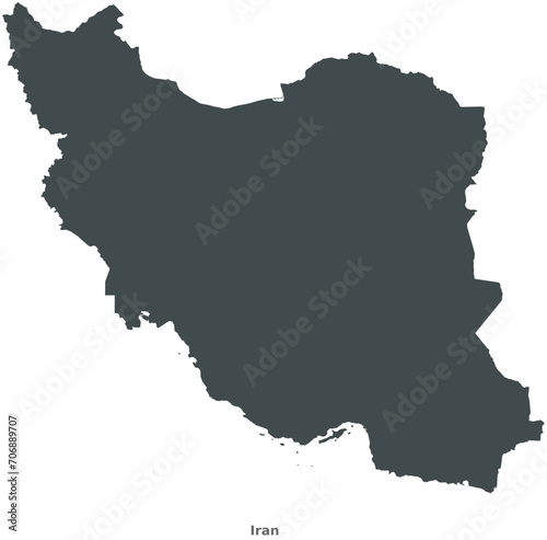 Map of Iran  Western Asia. This elegant black vector map is perfect for diverse uses in design  education  and media  offering adaptability to any setting or resolution.