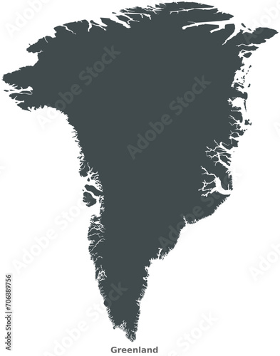 Fototapeta Naklejka Na Ścianę i Meble -  Map of Greenland, North America. This elegant black vector map is ideal for graphic design, artistic projects, educational purposes, and versatile media use, adaptable to various settings and resoluti