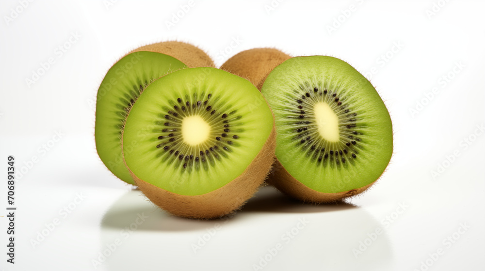 slice half of kiwis fruit on white background slice half of kiwis fruit on white background