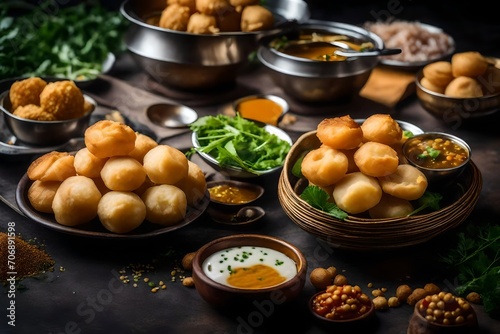 Panipuri or Golgappa is a popular street snack from India. It's a round, hollow puri filled with a mixture of flavoured water and other chat items