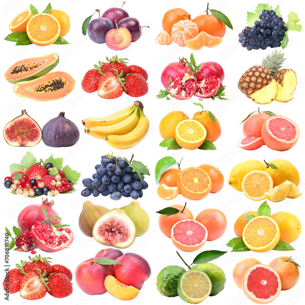 Set of fruits and berries isolated Set of fruits and berries isolated