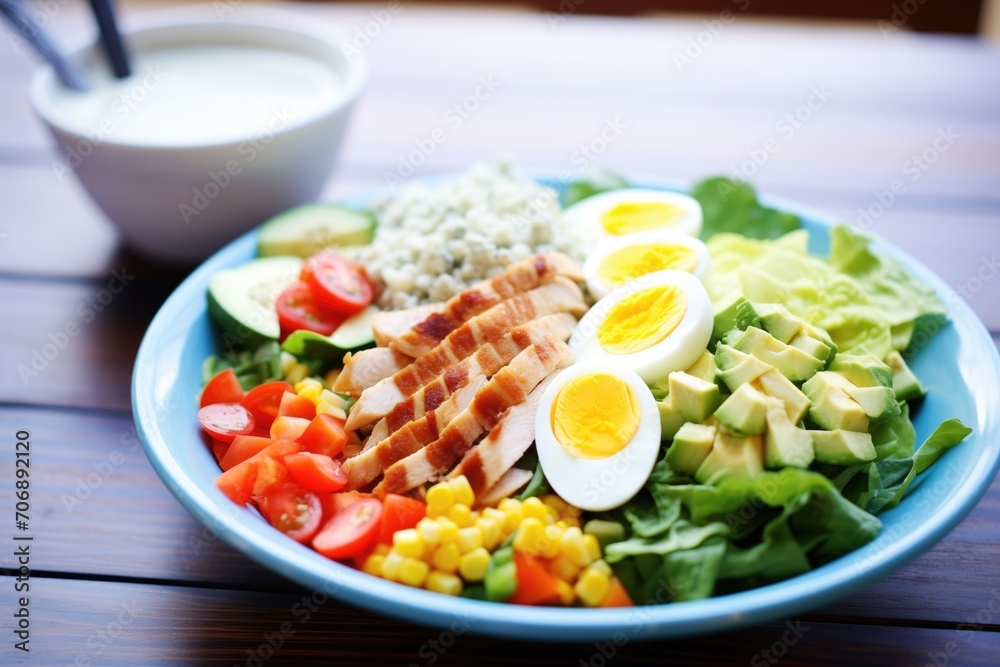 cobb salad with extra blue cheese dressing drizzle cobb salad with extra blue cheese dressing drizzle