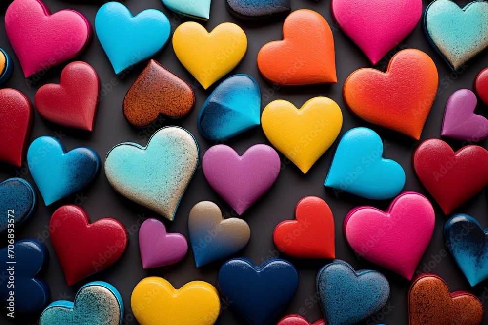 Hearts in various sizes and colors