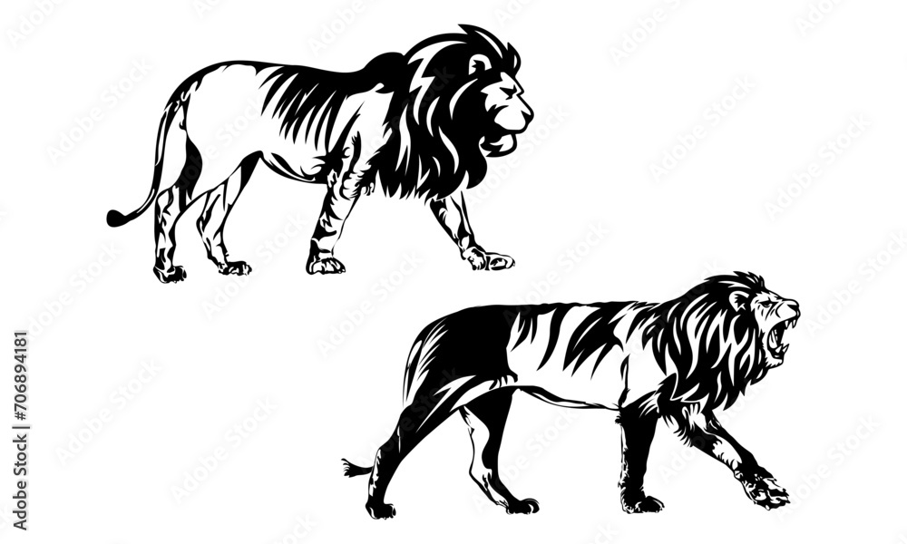 Fototapeta premium Lion Full Body Vector Graphics Design