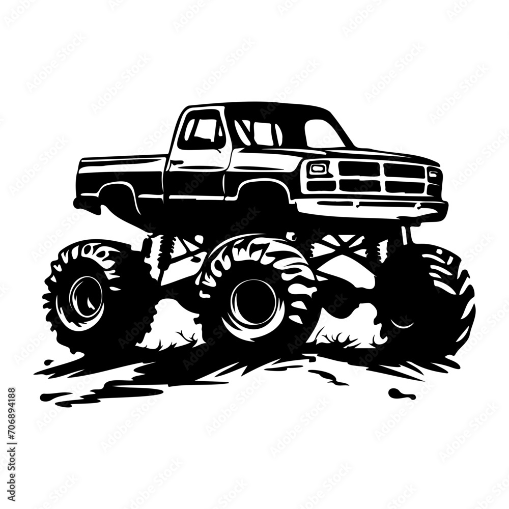 Monster truck silhouette Vector illustration Monster truck silhouette Vector illustration