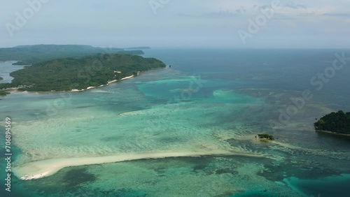 Aerial view of Tropical Islands with beaches and coral reefs. Barobo, Surigao del Sur. Philippines. photo