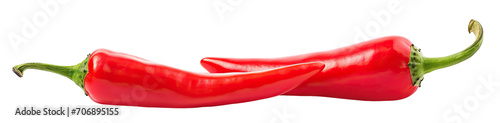 Delicious red chili peppers cut out