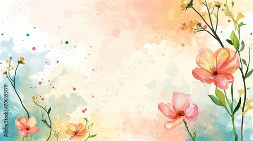 vector natural background with watercolor flowers