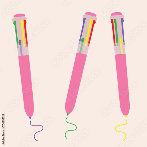 Rainbow pen 1990's style, multicolor pen