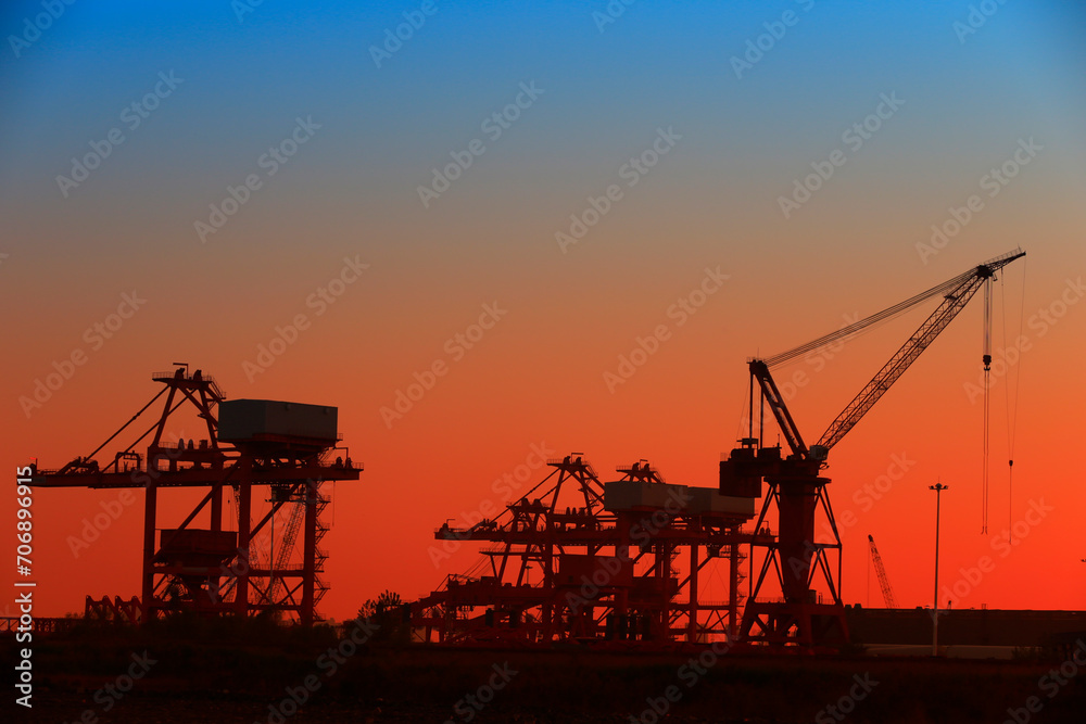 Port crane unloading container ships