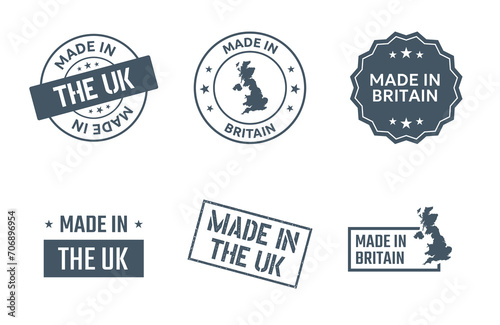 made in United Kingdom labels set, Great Britain product icons