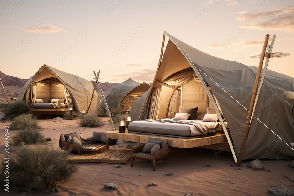 Elite tented camping in the midst of the desert