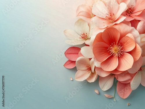 Beautiful flower composition on pastel background with copy space for Valentine's, Women's Day or Mother's Day 