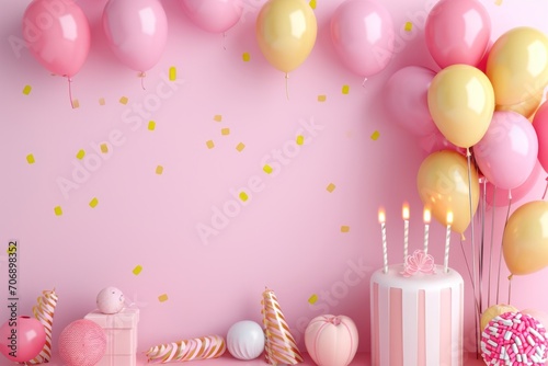 Fototapeta Naklejka Na Ścianę i Meble -  happy birthday card template with large copy space for text