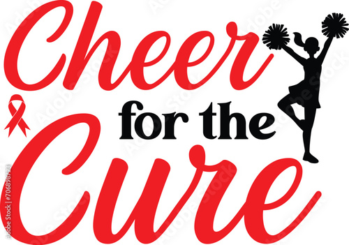 Cheer for the cure T-shirt, Red Ribbon, Heart Disease Cut Files, Wishing For A Cure, I wear Red shirt, Heart Health Awareness, Stronger Than Storm Wear Red Rainbow, Cut File For Cricut Silhouette
