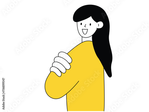 woman in crossed arms flat character from side