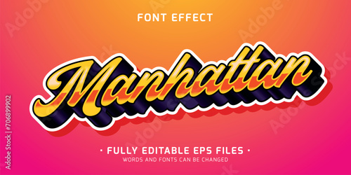 editable vector 3d emboss sticker style font effect with shiny text style